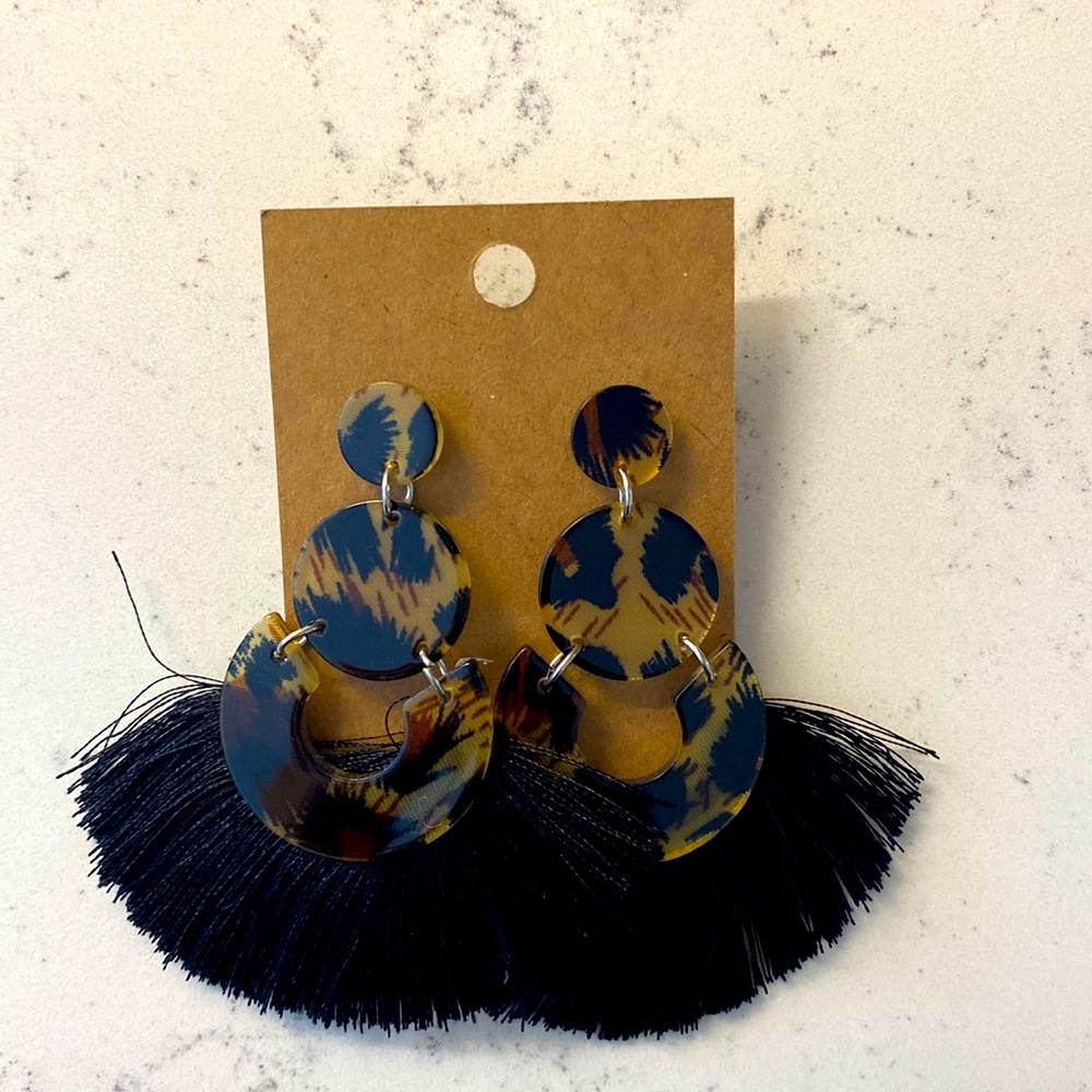 Black fringe earrings
